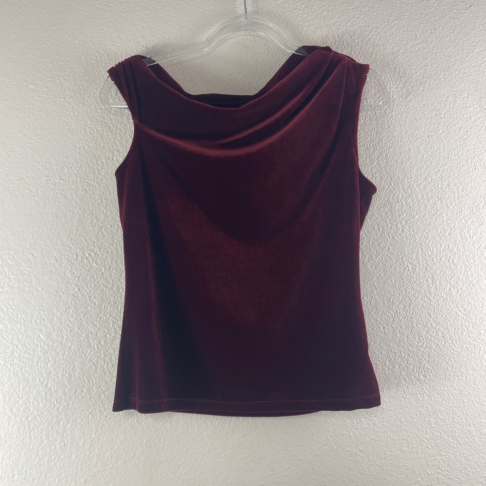 White House Black Market Velvet Cowl Neck Top Small Burgundy Wine Holiday Party